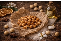 Noix de Macadamia caramélisées - légèrement parfumées à la fleur d'ora